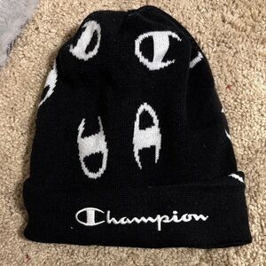 Champion Beanie Black with White Logo